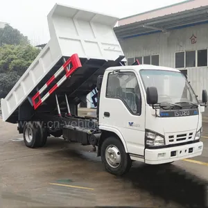 Truk Sampah Jepang 130HP Isuzu Dump Truck dengan Bucket Dumping Depan