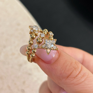 อาซูโอ 18K เครื่องประดับวินเทจ เพชรเลี้ยงในห้องปฏิบัติการ 0.32 กะรัต แฟชั่นสตาร์ ทองคำแท้ 18K แหวนแต่งงานสุดหรูสำหรับผู้หญิง แหวนหมั้น - Product Image 3