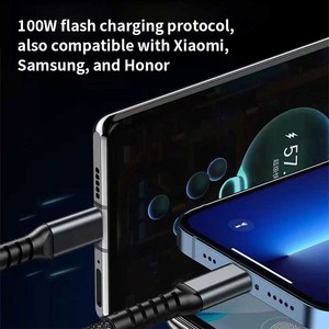 3 trong 1 cáp USB LED hiển thị 100W cho <span class=keywords><strong>iPhone</strong></span> Loại C Micro ánh sáng ban đêm siêu nhanh sạc cáp - Product Image 5