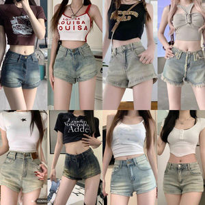 Shorts de Mezclilla Bordados con Bolsillos para Mujer, Venta al Por Mayor de Fábrica, Estilo Dulce y Picante, Suaves y Transpirables, Ajustados - Product Image 1