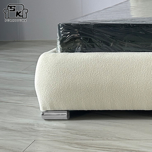 SUKE Moderner mittelgroßer Bett rahmen mit Holzstruktur und Metall bett beinen, geeignet für den Einsatz in Schlafzimmern und Hotelzimmern - Product Image 4