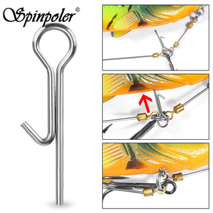 Spinpoler acier inoxydable aiguille fixe crochet de pêche connecteur Shad ver broche appât souple Stinger pointes accessoires de pêche - Product Image 2
