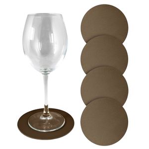 Juego de 4 posavasos de piel sintética, diámetro [insertar diámetro]. 12.5CM, GRIS PALOMA - Product Image 1