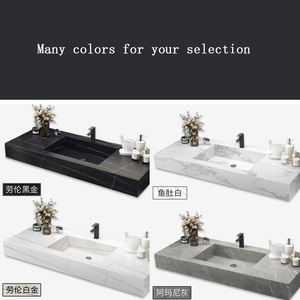 <span class=keywords><strong>Lavabo</strong></span> de piedra de mármol negro de lujo, <span class=keywords><strong>lavabo</strong></span> colgante de pared, Sensor LED, armario de almacenamiento de espejo - Product Image 6