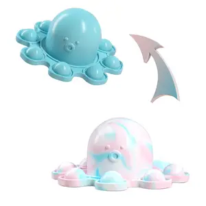 Portachiavi colorato antistress che cambia portachiavi semplice Dimp Push Bubble Octopus Fidget Toys portachiavi, doppio lato polpo Fidget Toys