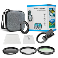 Kit de filtre d'objectif Apexel UV/CPL/ND avec étui de rangement à coque rigide en verre optique multicouche et cadre en aluminium pour objectif d'appareil photo 67mm