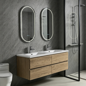 Meuble-lavabo <span class=keywords><strong>de</strong></span> luxe moderne et dernier cri avec double <span class=keywords><strong>miroir</strong></span> et double vasque, et <span class=keywords><strong>miroir</strong></span> <span class=keywords><strong>LED</strong></span> intelligent, pour hôtels - Product Image 6