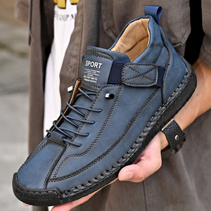 Nueva Llegada: Zapatos de Cuero para Hombre, Estilo Retro con Costuras, de Media Altura, para Trabajo al Aire Libre, Calzado Casual a la Moda - Product Image 3
