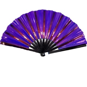 Abanico Plegable Grande de Bambú Clásico con Diseño Holográfico de PVC para Festivales, Discotecas, Fiestas y Decoración del Hogar, Ideal para Diversas Ocasiones - Product Image 4