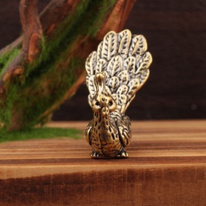 Brass Peacock Tea Pet Feng Shui Desk <b>Ornament</b> Chinese Style Wealth Attracting Decor Office Desktop Accessory - Product Image 3