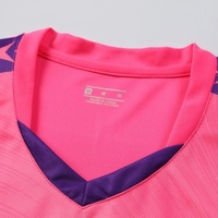Setelan Seragam Sepak Bola Pria Neon Pink Ungu Custom Sablon Heat-Transfer Jersey Celana Pendek Grosir Cepat Kering 100% Poliester 220g