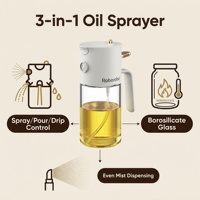 Dispensador de Aceite de Cocina 2 en 1, de Vidrio de Grado Alimenticio, 600 ml, Hermético, Apto para Lavavajillas, Antiderrames, Rociador de Aceite para Freír