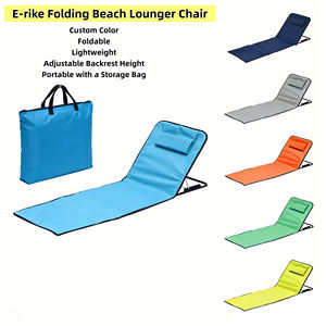 E-RIKE 5 Levels Adjustable Backrest Beach <strong>Chair</strong> Oxford Ultralight Outdoor Portable Folding Beach Lounger Headrest Fishing - Product Image 1