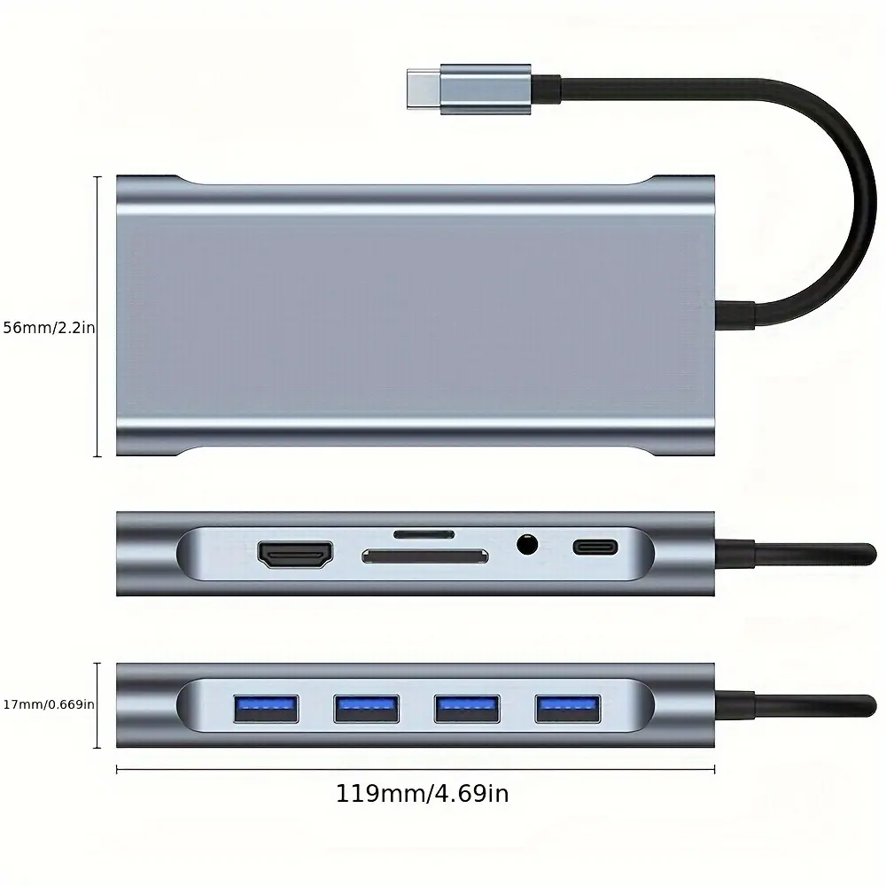 Typ C Nabe zu Vga Konverter 11 in 1 USB C Nabe Multifunktion 4K 1080P USB 3.0 Ethernet USB Nabe Adapter