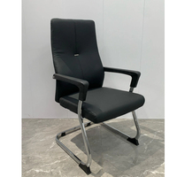 Chaise de bureau exécutive confortable à dossier haut, en cuir et acier inoxydable, pour visiteurs