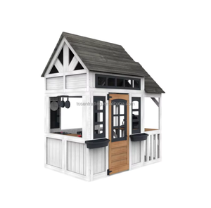 Cabane en bois massif pour enfants, tente de jeu pour enfants, maison de jeu pour enfants avec tableau noir - Product Image 1