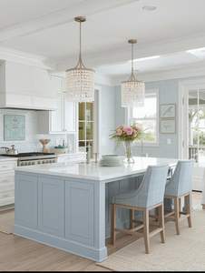 Mobili da cucina in legno massello di lusso personalizzati Baby Blue armadi da cucina Set pronti per il montaggio - Product Image 5