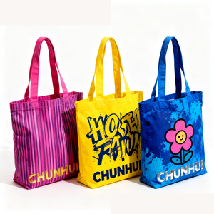 Custom Logo Geometric Reusable Canvas Shopping Tote Bag Cotton Personalized Design Everyday Use Gift Customizable Solid Color