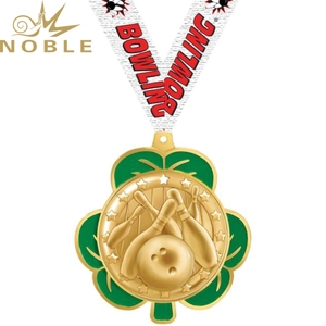 Medalla de bolos nobles con bolos-Premio deportivo de cinta impresa para competiciones - Product Image 1