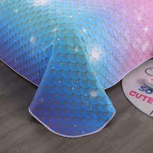 Kids Mermaid Bedding Set 3PC Custom Photo Quilt Cover &amp; Sham Glitter Scale s <strong>Bedspread</strong> Twin/Twin <strong>XL</strong> Hypoallergenic Ocean Theme - Product Image 3