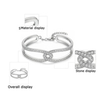 Bracelet Chaîne en Argent 925 Plaqué Platine pour Femme, Luxe Personnalisé, Zircon Cubique Brillant Taillé, Idéal Soirée