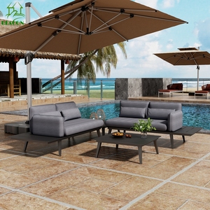 Patio sectionnel en forme de L canapés imperméable loisirs salon mobilier d'extérieur en bois <span class=keywords><strong>jardin</strong></span> canapé ensemble pour <span class=keywords><strong>côté</strong></span> piscine - Product Image 1