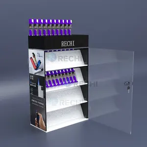 RECHI Iluminado Acrílico Isqueiro Armazenamento Display Shelf Cabinet Com Led & Lock para Isqueiros Display Stand Show Case