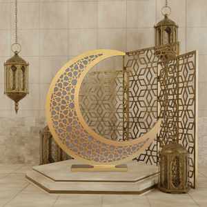 Regalo Islámico, Gran Luna Creciente de Madera para Decoración de Ramadán y Eid - Product Image 2