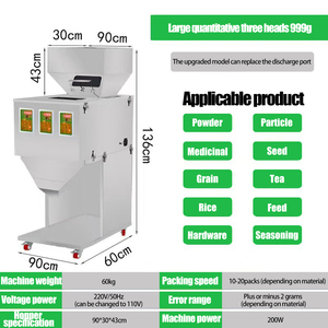Machine de remplissage et d'emballage de poudre de 999g pour céréales/assaisonnements/épices/pigments/nuages de particules (trois têtes) - Product Image 2