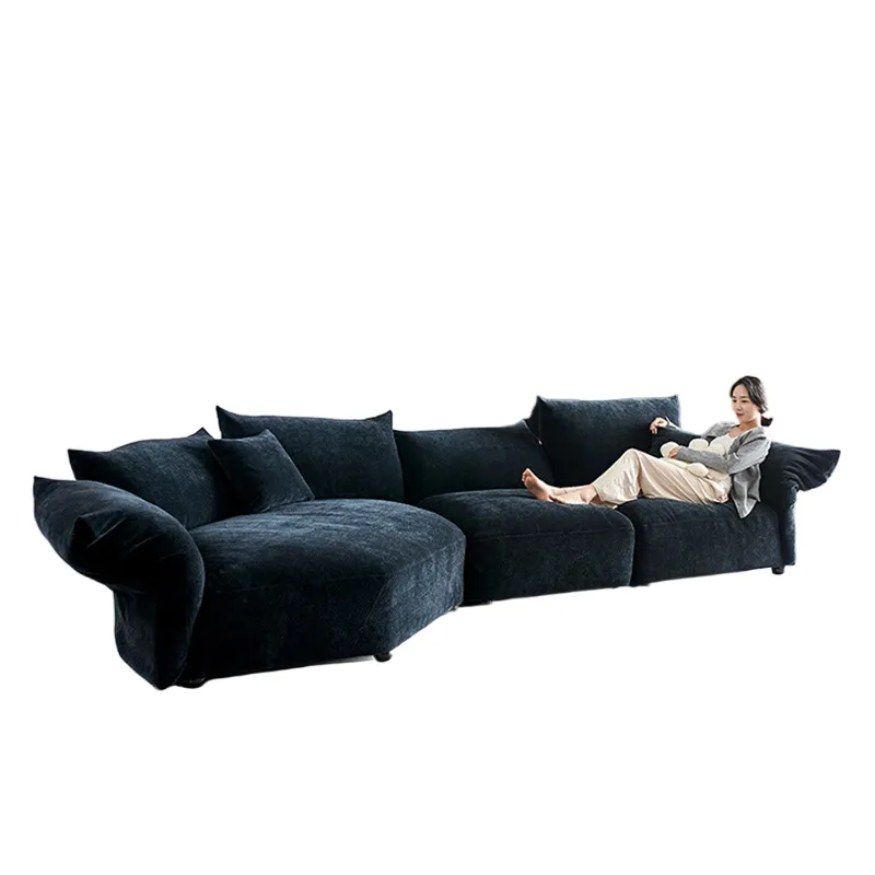 Retro Stof Sofa Moderne Eenvoudige Vierkante Rechte Rij Woonkamer Combinatie Bank
