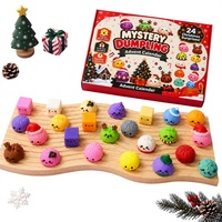 Calendrier de l'Avent de Noël en forme de boulette de pâte à ramette en caoutchouc, jouet à presser, boîte surprise, compte à rebours de Noël, à partir de 14 ans, fabriqué au Zhejiang
