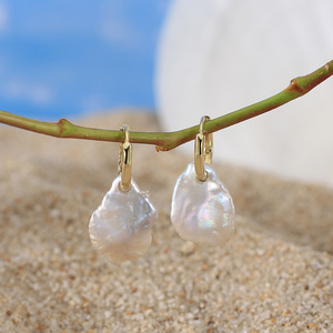 GPE97 lujo elegante chapado en oro amarillo grandes pendientes <span class=keywords><strong>de</strong></span> perlas barrocas 23mm <span class=keywords><strong>gran</strong></span> <span class=keywords><strong>bola</strong></span> <span class=keywords><strong>de</strong></span> <span class=keywords><strong>fuego</strong></span> en forma <span class=keywords><strong>de</strong></span> perla 925 pendientes <span class=keywords><strong>de</strong></span> plata esterlina - Product Image 4