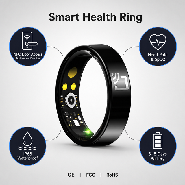 R20 Smart Ring for Healthy Couples Heart Rate Blood Pressure Monitoring Remote Photography Sleep Tracking IP68 App Control