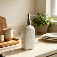 Ensemble de flacons distributeurs de savon carrés en verre pour salle de bain, avec pompe, pour shampoing, lotion, gel douche, rechargeables, vente en gros