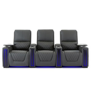 Sillón de Masaje de Cuero Premium Personalizable para <span class=keywords><strong>Cine</strong></span> en Casa con Portavasos con Luz Azul y Mesa Auxiliar, Conjunto de Sofá Reclinable Eléctrico - Product Image 4