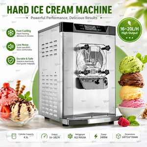เครื่องทำไอศกรีมแบบแข็ง รุ่น Glace De Helados แบบสองคอมเพรสเซอร์ ผลิตเจลาโต้ได้ 16-20 ลิตร/ชั่วโมง เครื่องทำไอศกรีมแข็ง ผลิตได้ 100 โคนต่อชั่วโมง คุณภาพสูง - Product Image 3