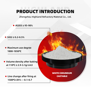 ไวท์คอรันดัมแบบหล่อได้ 1850C |   วัสดุทนไฟความบริสุทธิ์สูง 99% Al2O3 สำหรับบุผนังหลุมตักเหล็กและหลุมเทเหล็ก - Product Image 3