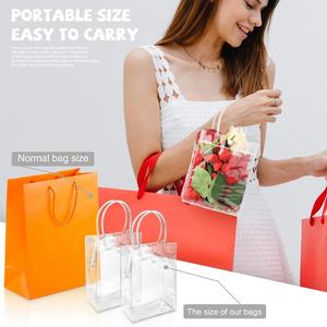 Venta al por mayor personalizado impreso portátil respetuoso con el medio ambiente de vinilo transparente bolsa de <span class=keywords><strong>PVC</strong></span> con asa para dulces Goodie bolsas - Product Image 4