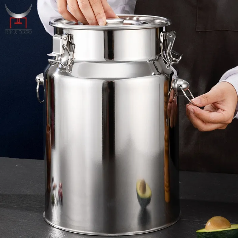 Kitchen Making ice Beer Stainless Steel Sealed Barrel Transport Cans Liquid Storage Milk Pot Bucket Food Storage Container