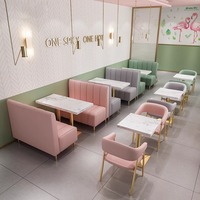 Meubles de restaurant de haute qualité en gros, table à manger en marbre pour café, tables et chaises de restaurant roses