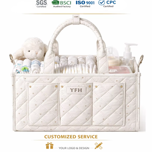 Organisateur de rangement pour couches de bébé portable, panier en tissu doux avec compartiments pour la crèche et la <span class=keywords><strong>table</strong></span> à <span class=keywords><strong>langer</strong></span> - Product Image 1