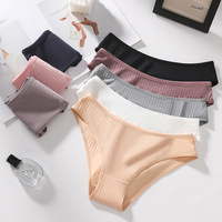 Braguitas Bikini de Algodón Puro Transpirables de Cintura Baja, Tallas Grandes, Estilo Europeo Americano, Color Liso, para Mujeres Jóvenes