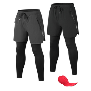 Shorts de <span class=keywords><strong>VTT</strong></span> 2 en 1 pour hommes WOSAWE avec doublure longue respirante à séchage rapide, shorts de cyclisme à taille élastique - Product Image 1