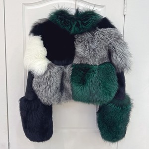 RX 모피 사용자 정의 스탠드 칼라 밍크 긴 소매 전체 펠트 여성 진짜 푹신한 빨간 여우 폭격기 크롭 코트 미니 여우 모피 재킷 - Product Image 4