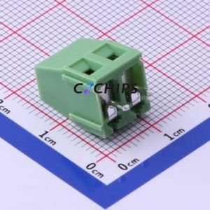 XY128V-A-5.0-2P Screw Terminal Block Through hole Component (THT),P=5mm Connector 1x2P 5mm Green Through Hole - Product Image 1