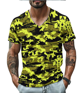 Camicia Casual vacanza spiaggia estate primavera uomo maglietta mimetica Henley camicia a maniche corte Designer retrò <span class=keywords><strong>Vintage</strong></span> <span class=keywords><strong>top</strong></span> verdi - Product Image 5