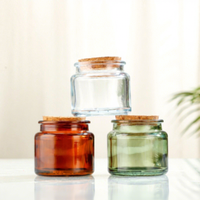 Pot à bougie en verre vide, bouteille de rangement, ambre, transparent, vert, blanc, avec couvercle en liège scellé hermétiquement, pour bricolage, aromathérapie, décoration intérieure