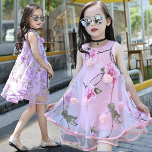 Ropa Infantil al por Mayor, Vestidos de Dama de Honor para Niñas, Listos para Usar, Económicos, de Gasa con Flores y Pedrería, de Aliexpress China - Product Image 3