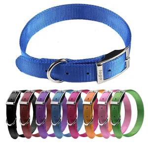 Manufacturers Oem Pet Necklace Belt Double Layer Dog Collar Metal Buckle Adjustable Personalized Custom Nylon Pet Dog Collar