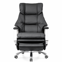 Chaise de bureau de direction en cuir de luxe moderne à dossier haut, pivotante, inclinable et rembourrée, pour bureau de travail (modèle Boss Pro)